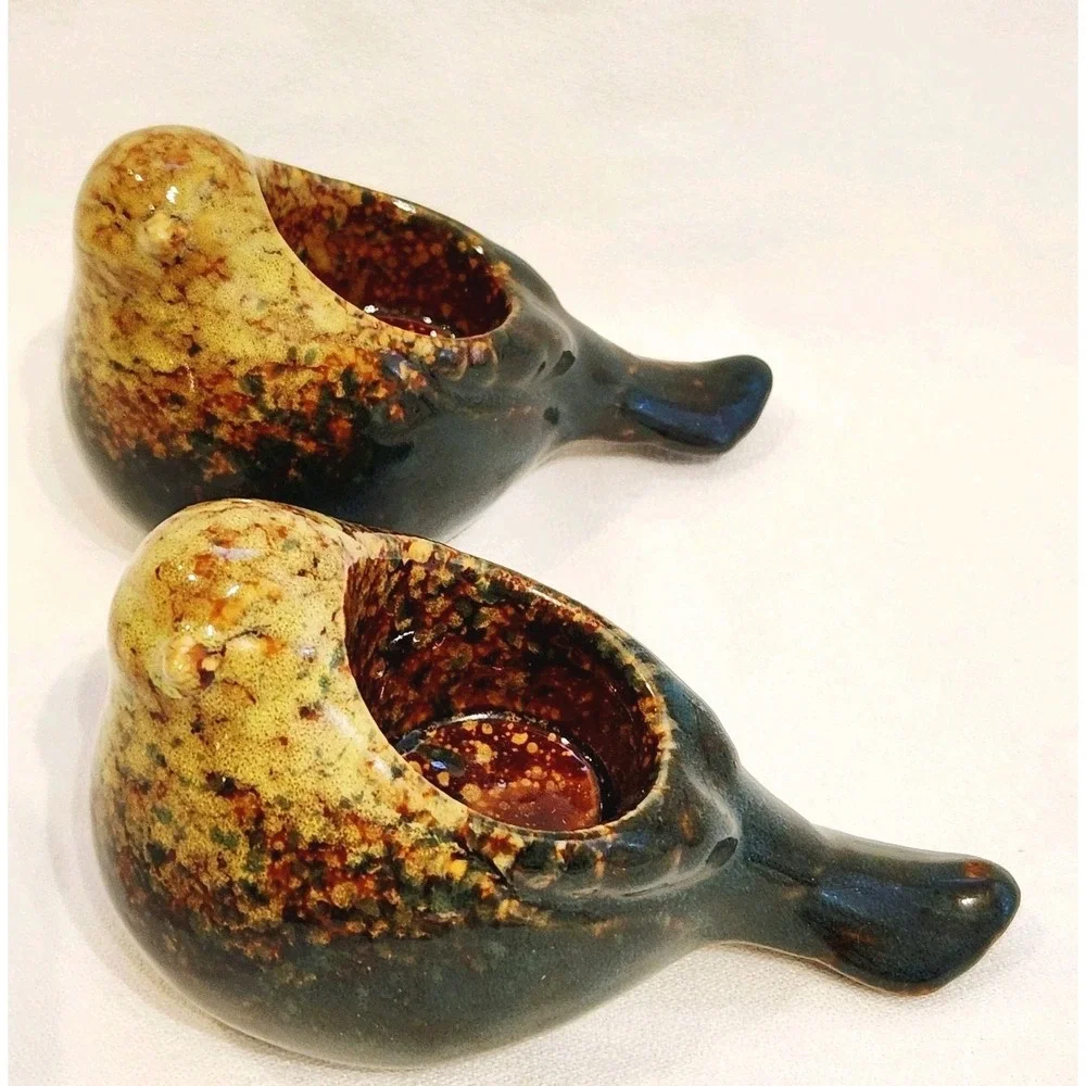 Set of 2 Allen + Roth  Ceramic Bird Tealight‎ Votive Candle Holder